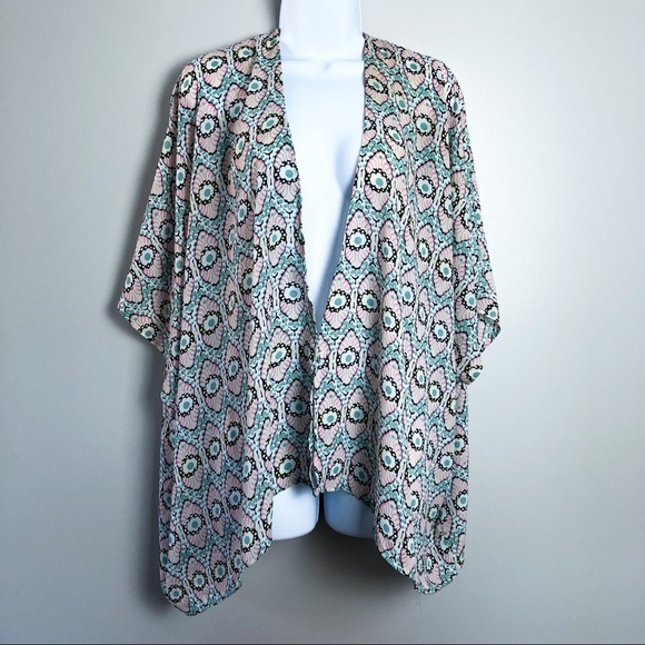 Umgee Mixed Print Chiffon Kimono Cardigan - Picture 1 of 4